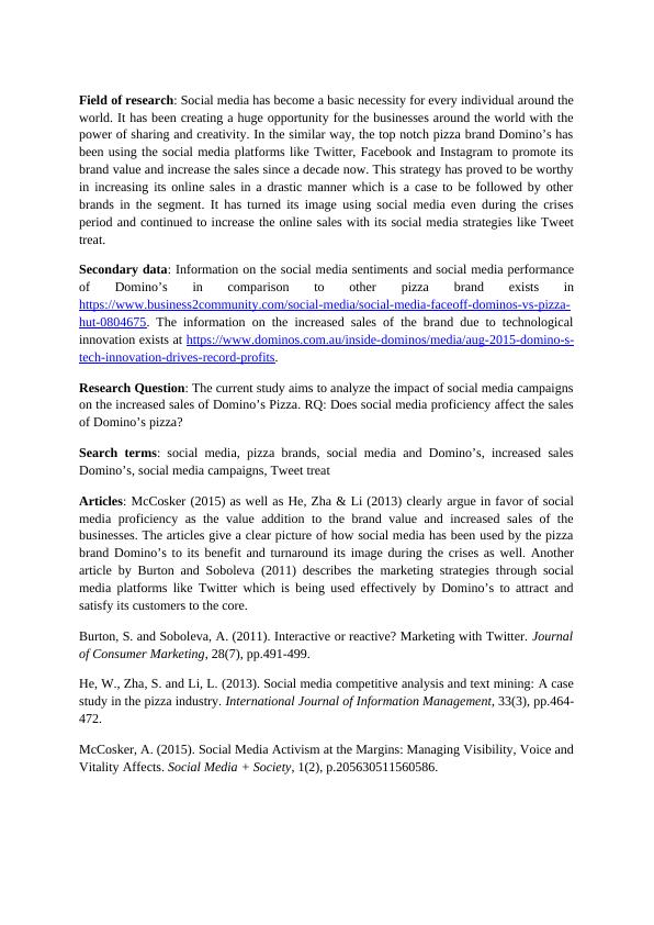 Impact of social media  campaigns on Domino’s Pizza  PDF_1