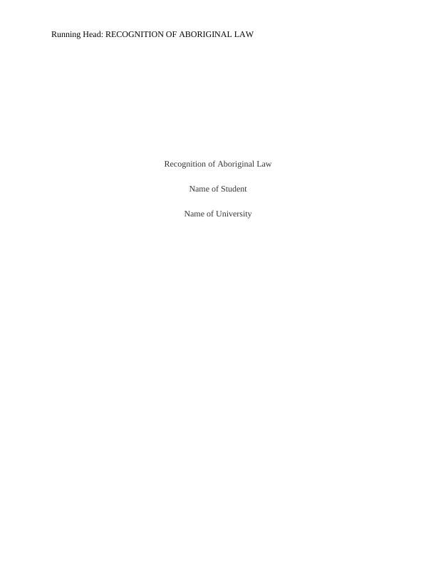 LWA113 Customary Law | Aboriginal Law_1