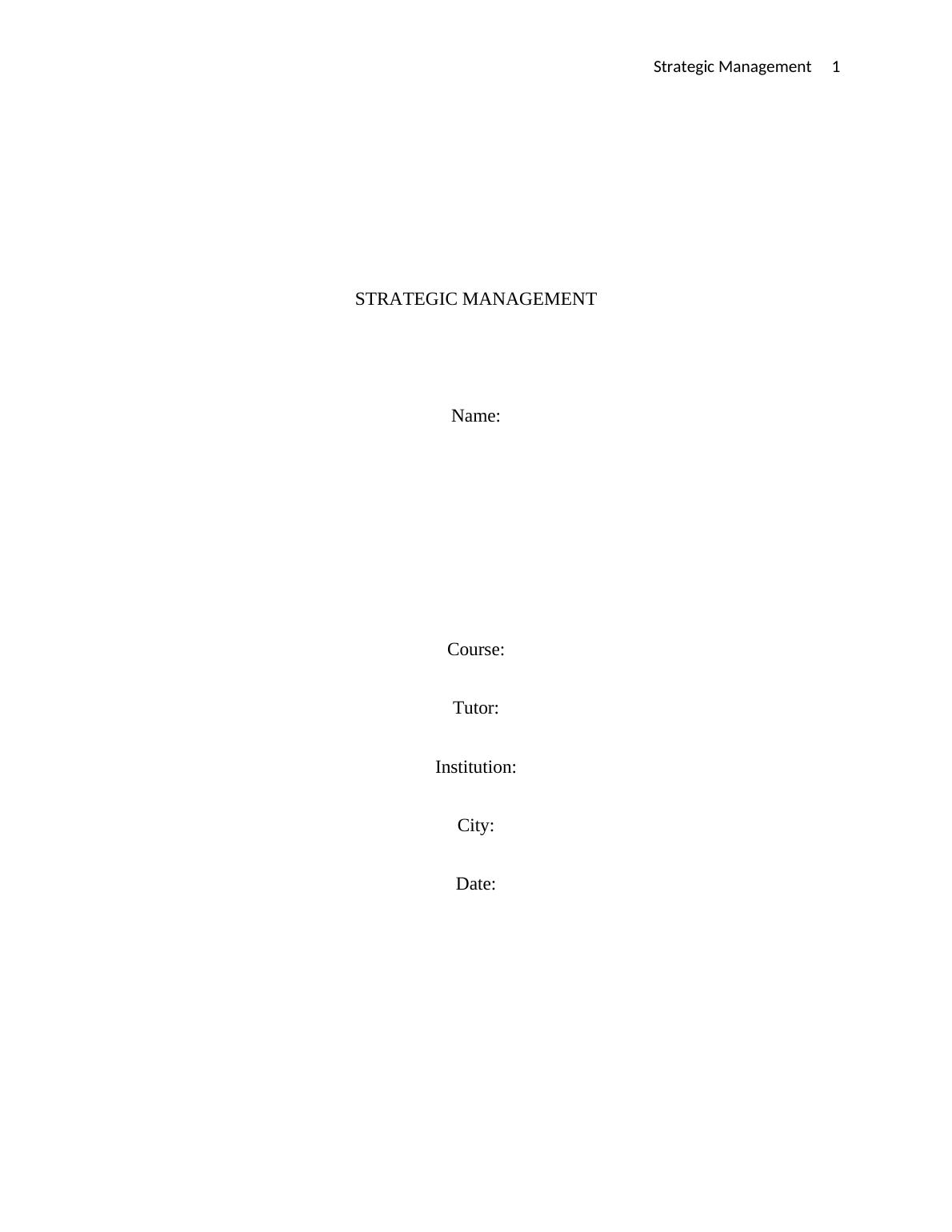 Strategic Management Strategy - Report_1