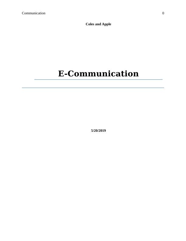 Communication Strategies and Methods of Coles and Apple_1