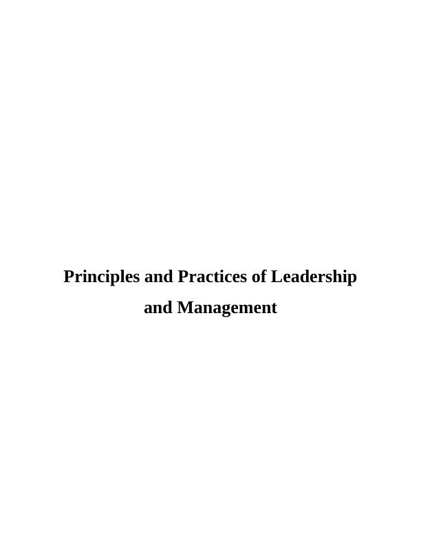 Principles and Practices of Leadership and Management Report- PeapsiCo_1