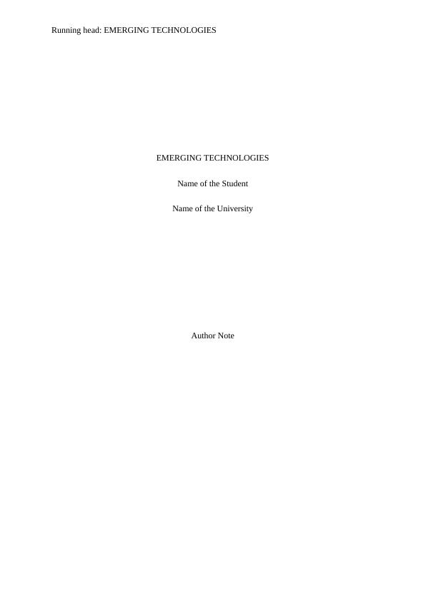 EMERGING TECHNOLOGIES Name of the University Author_1