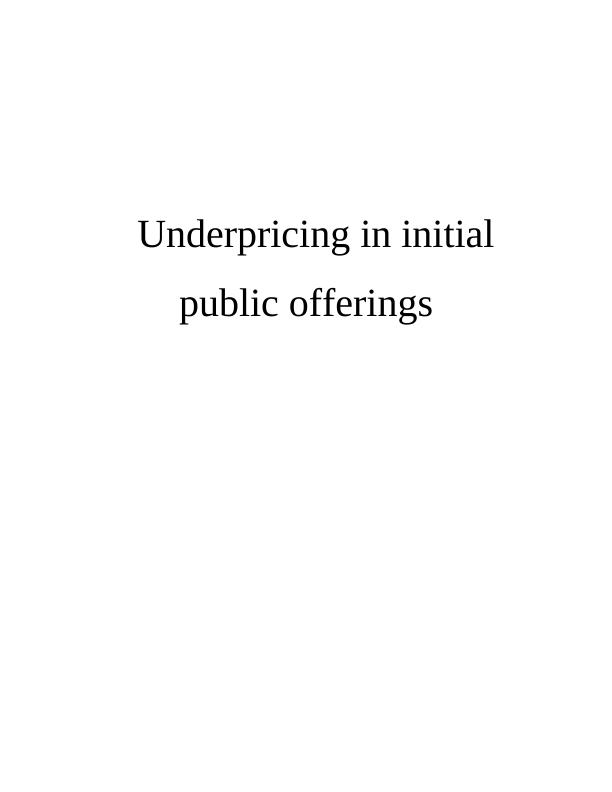 Underpricing in Initial Public Offerings PDF_1