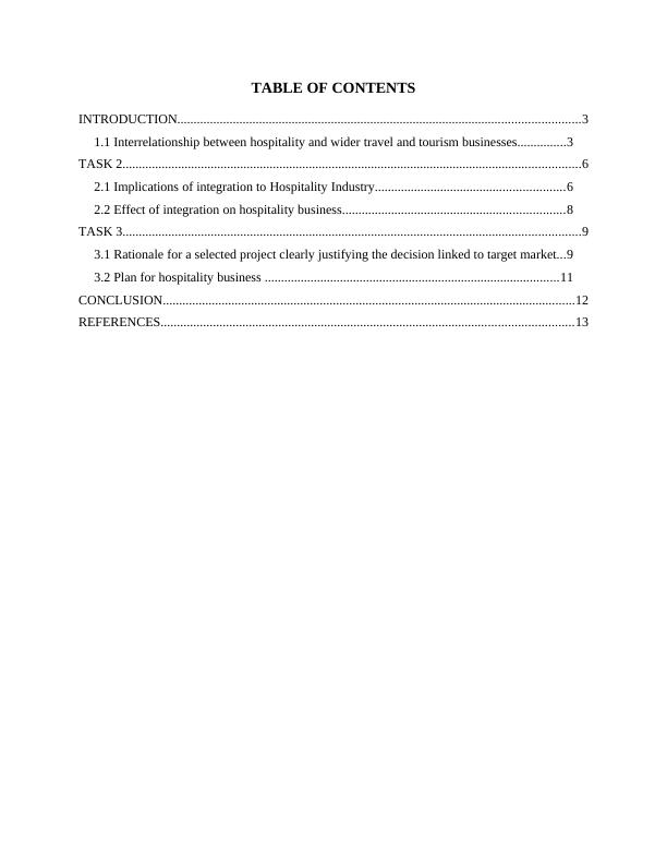 (PDF) Hospitality Provision in Travel & Tourism Sector Assignment_2