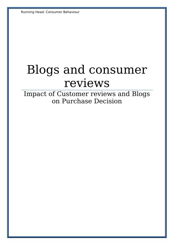 Impact of Customer Reviews and Blogs on Purchase Decision_1