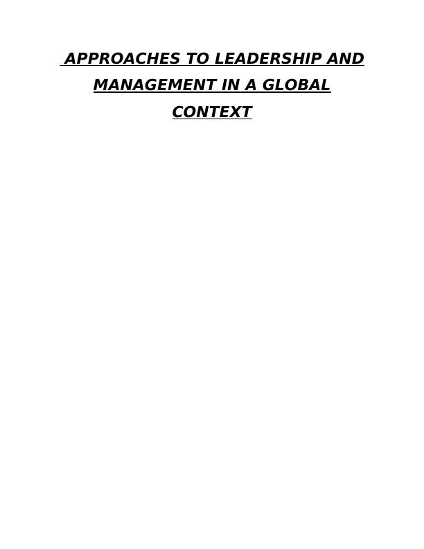 Approaches to Leadership and Management in a Global Assignment_1