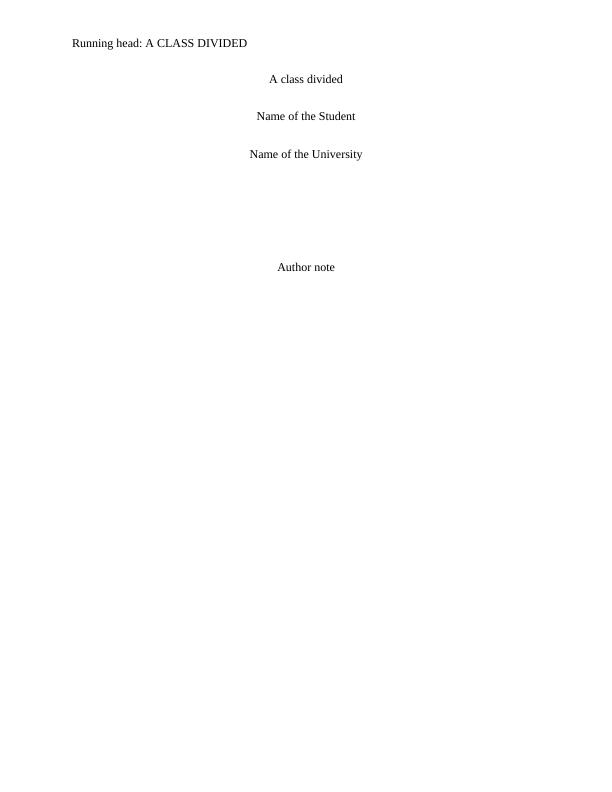 Essays on A Class Divided_1