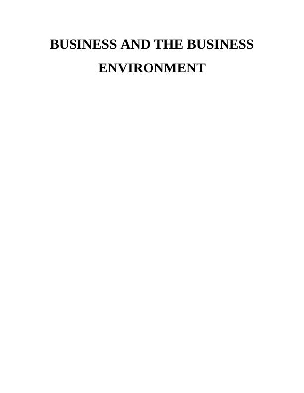 Business and the Business Environment - P1 Different Types of Organisations_1