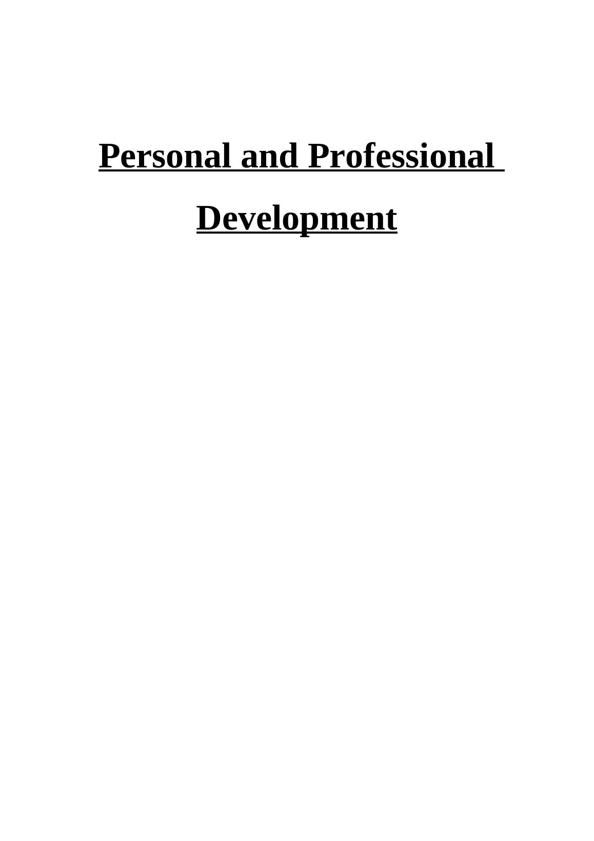 Personal and Professional Development Sample | Assignment_1
