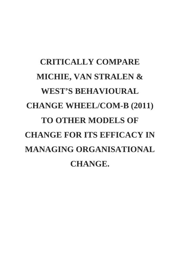 Behavioural Changes Wheel and Models : Report_1