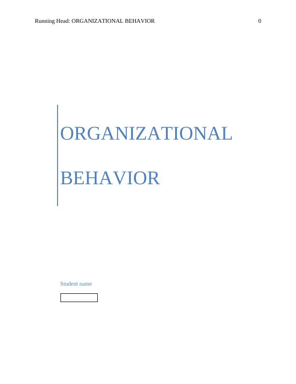 MGT 1000 : Organisational Behaviour_1