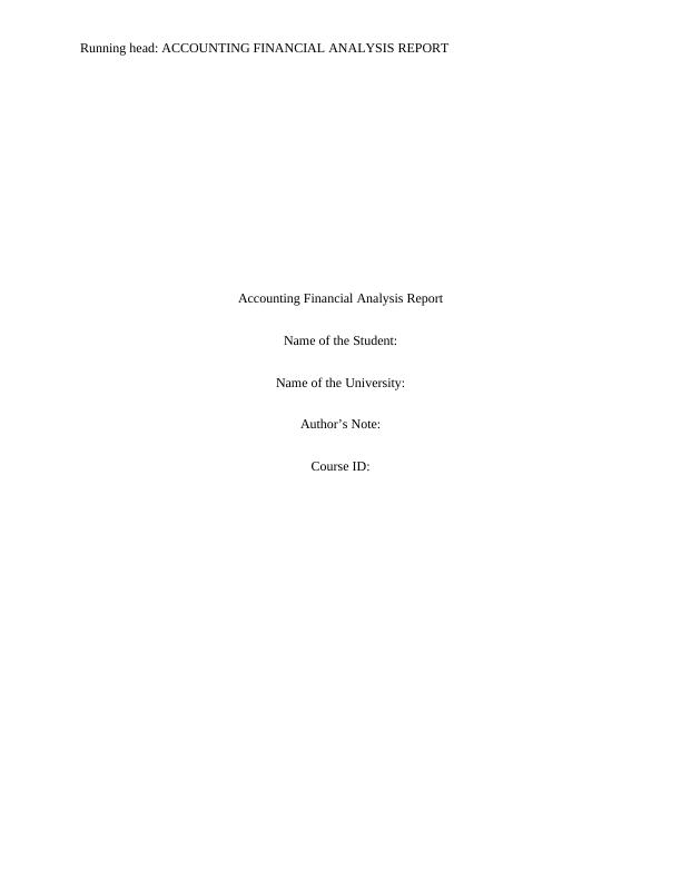 Accounting Assignment - Financial Analysis Report_1