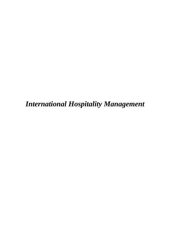 International Hospitality Management : Report_1