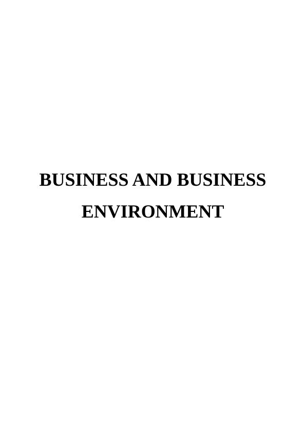 Business and Business Environment Assignment- Sainsbury_1