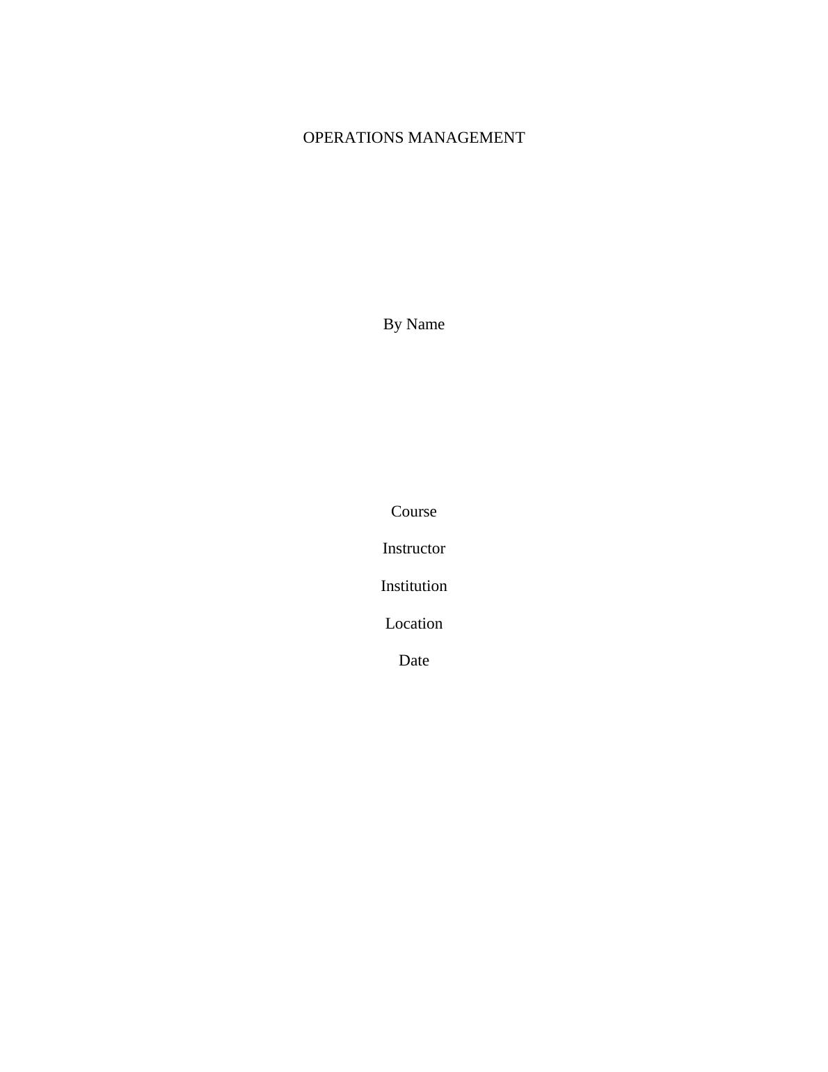 Operations Management Sample Assignment (Doc)_1