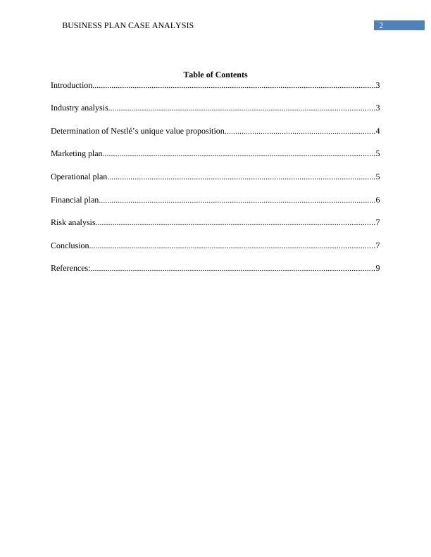 Business Plan Case Analysis | Desklib