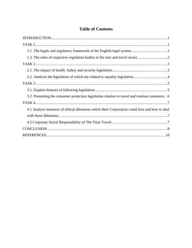 Legislation and Ethics in the Travel and Tourism Sector Assignment - The Titan Travel_2