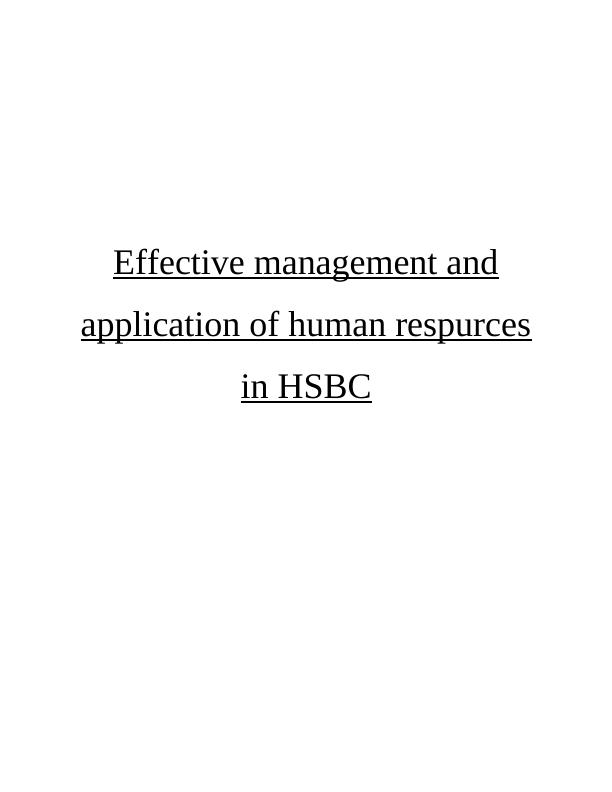 Effective Management and Application of Human Resources in HSBC_1