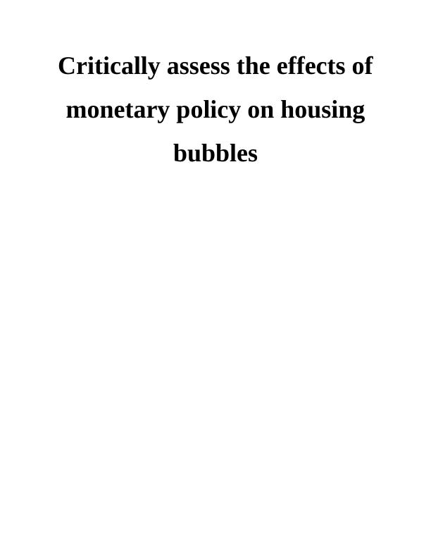 Monetary Policy on Housing Bubbles_1