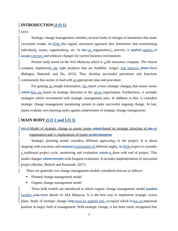 managing strategic change assignment