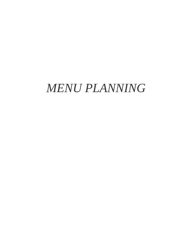 Menu Planning Solution Assignment_1