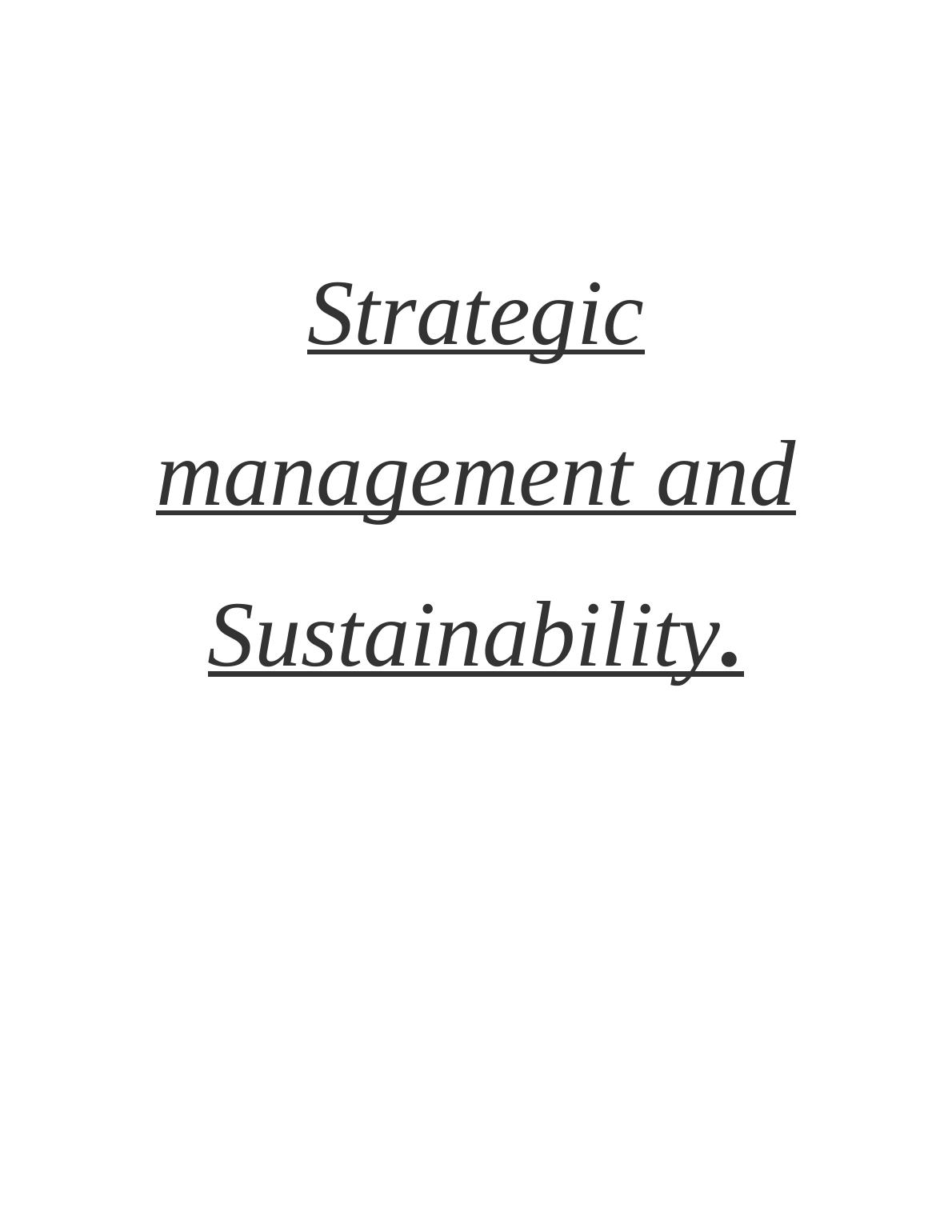 Strategic Management and Sustainability_1