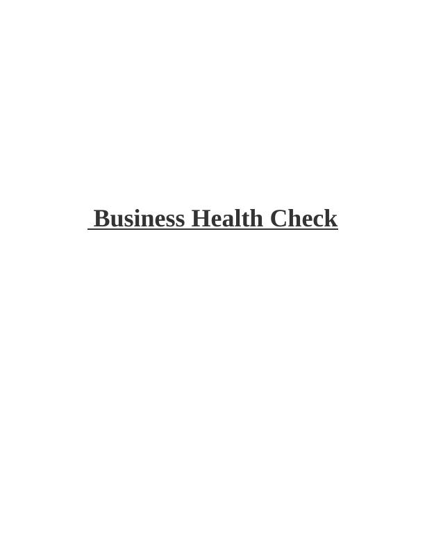 (Solved) Business Health Check Assignment_1