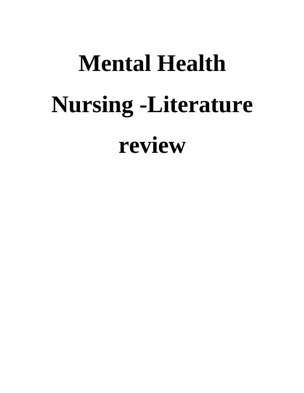 mental health issues literature review