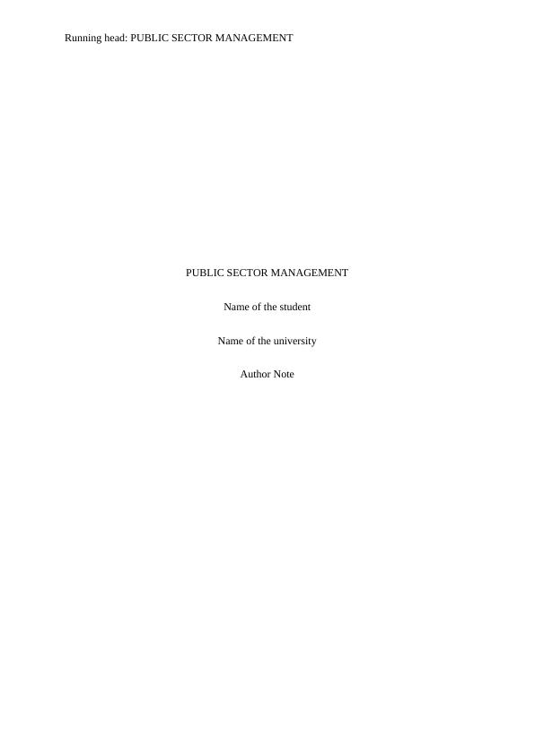 Public Sector Management Assignment_1
