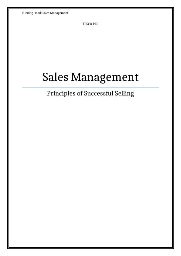 (Doc) Assignment on Sales Management_1