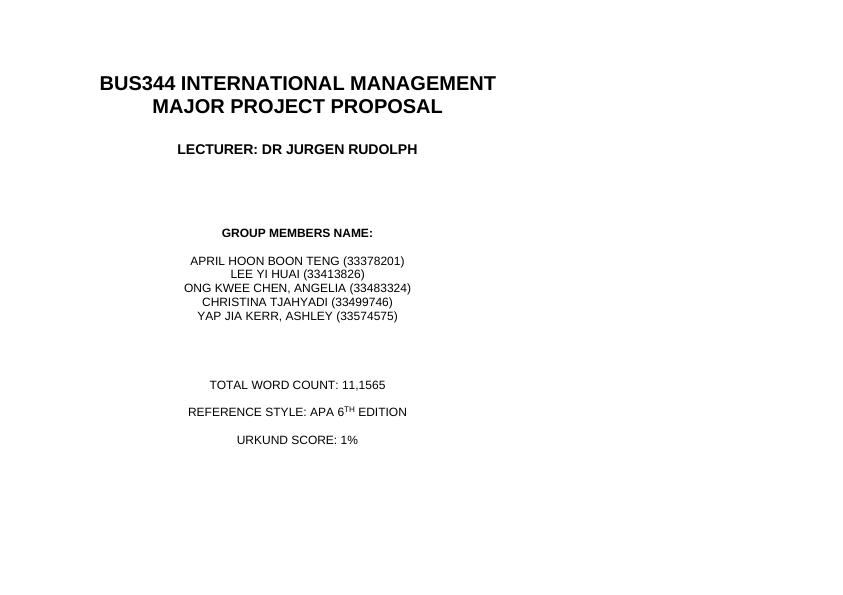 BUS344 International Management Major Project_1