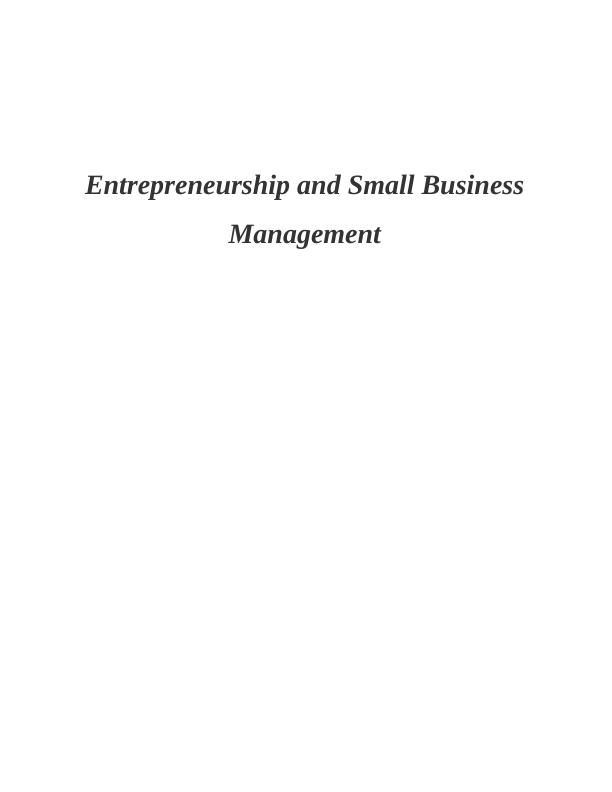 Entrepreneurship and Small Business Management Importance- Doc_1