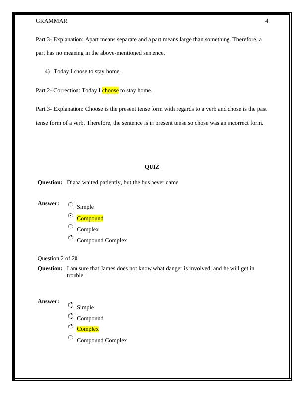 Grammar and Quiz on Subject-Verb Agreement and Sentence Structure_4