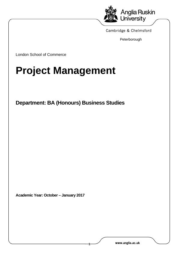 Project Management Module for BA (Honours) Business Studies at London School of Commerce_1