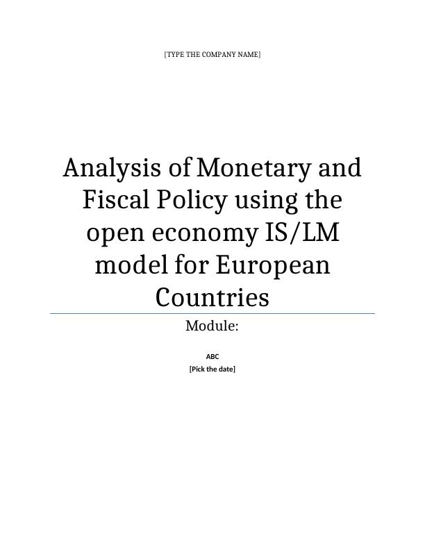 Monetary and Fiscal Policy - Assignment_1
