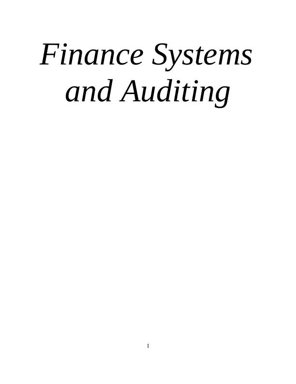 Finance Systems and Auditing - Assignment_1