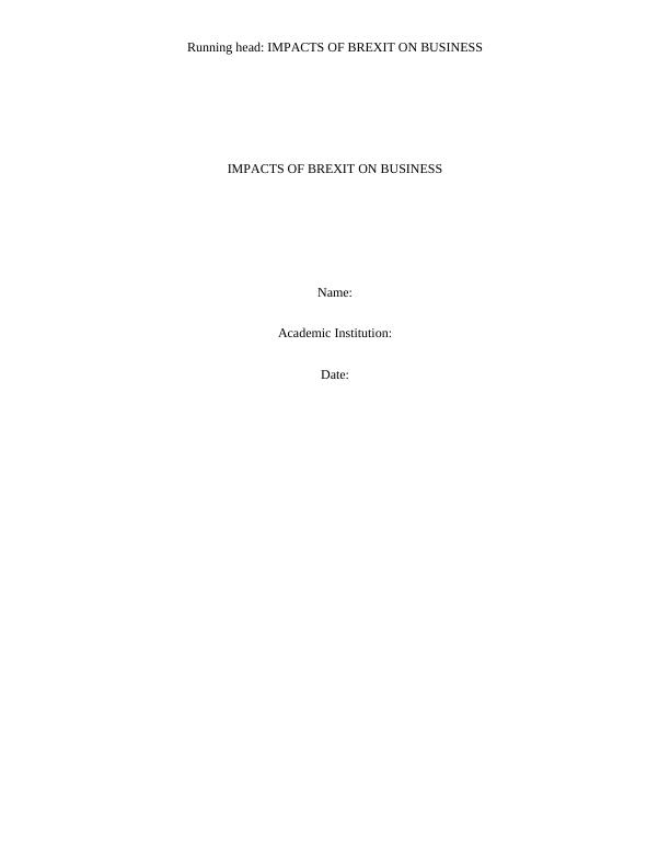 Impacts of Brexit on business Assignment PDF_1