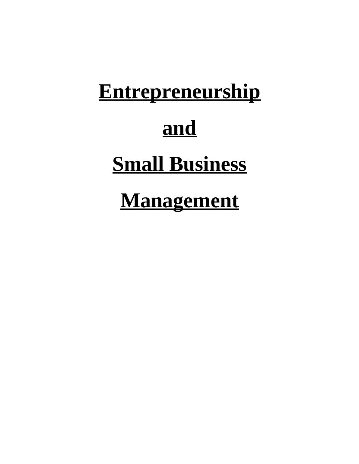 Sample Assignment on Entrepreneurship and Small Business Management (pdf)_1
