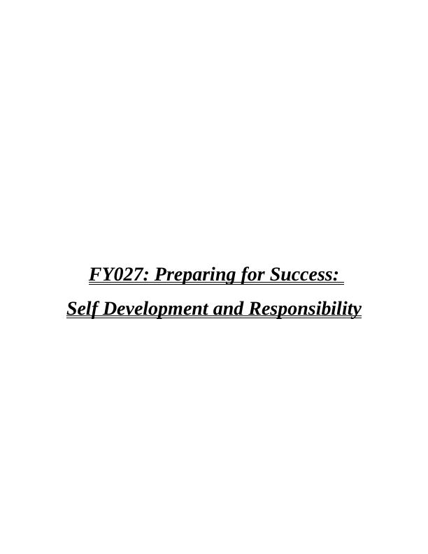 Preparing for Success: Self Development and Responsibility_1