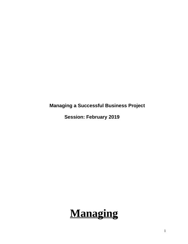 Managing a  Successful Business Project -   Assignment_1