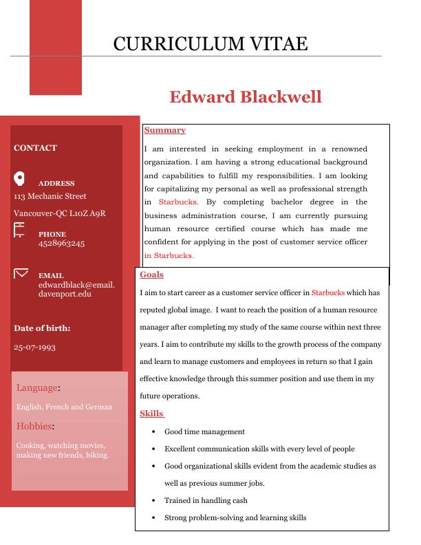 Edward Blackwell: Experienced Professional Seeking Customer Service Officer Position at Starbucks_1