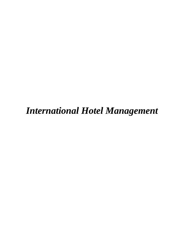 International Hotel Management: Marketing Plan of Marriott_1