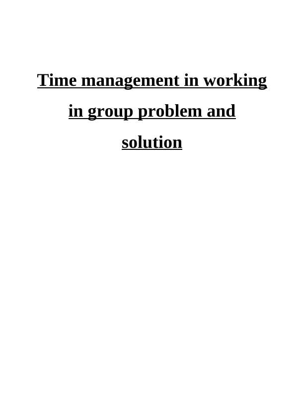 Time Management : Assignment_1