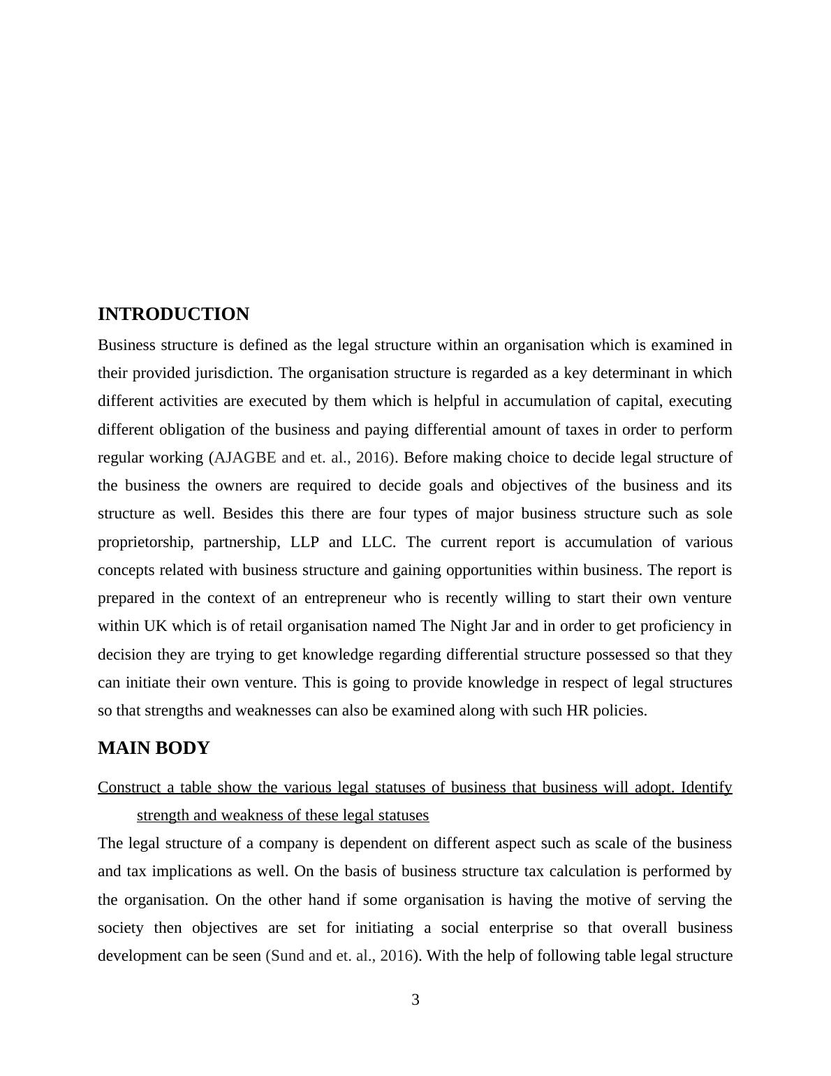 The Structure of Business Legal Statuses, Sources of Finance, and