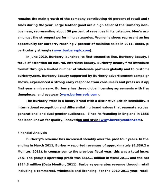 Financial Analysis in Burberry Group PDF_5