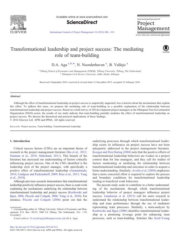 Project Success The Impact of Transformational Leadership and Te