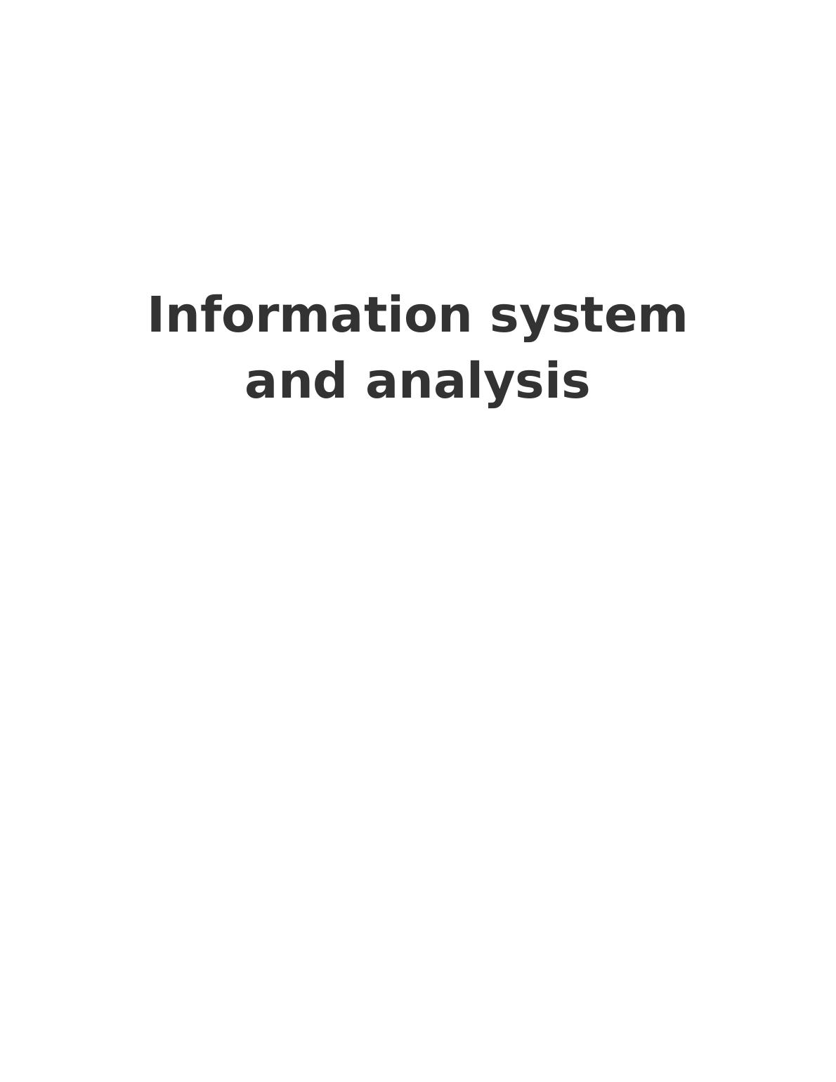 Information system and analysis : Assignment_1