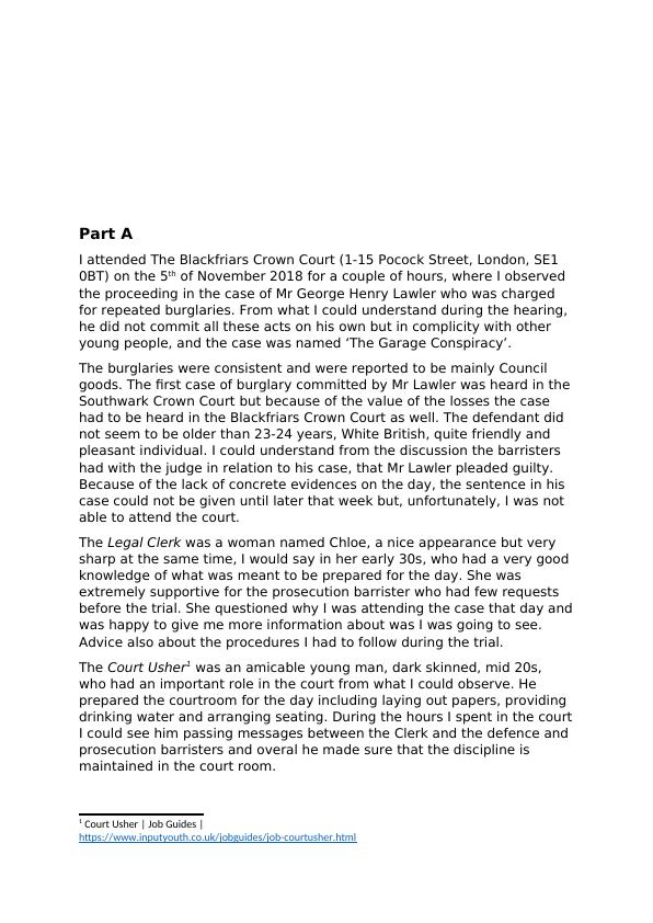 Essay on Court Visit Report Legal Methods & Systems_2