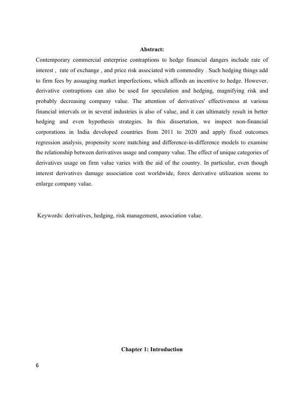 Using Derivatives for Hedging and increasing firm's value DISSERTATION SUPERVISOR: Dr. Ullas Rao Dissertatio_6