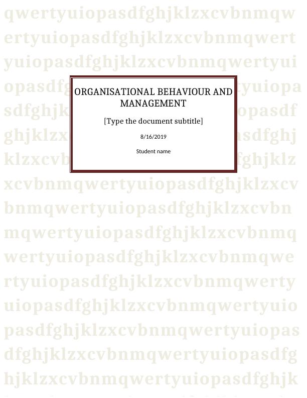 Essay on Organizational Behavior and Management  2022_1